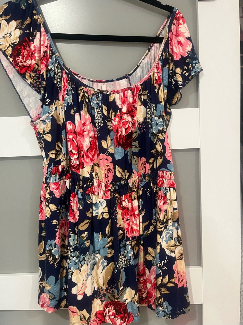 torrid Navy Floral Scoop Neck Short Sleeve Tunic